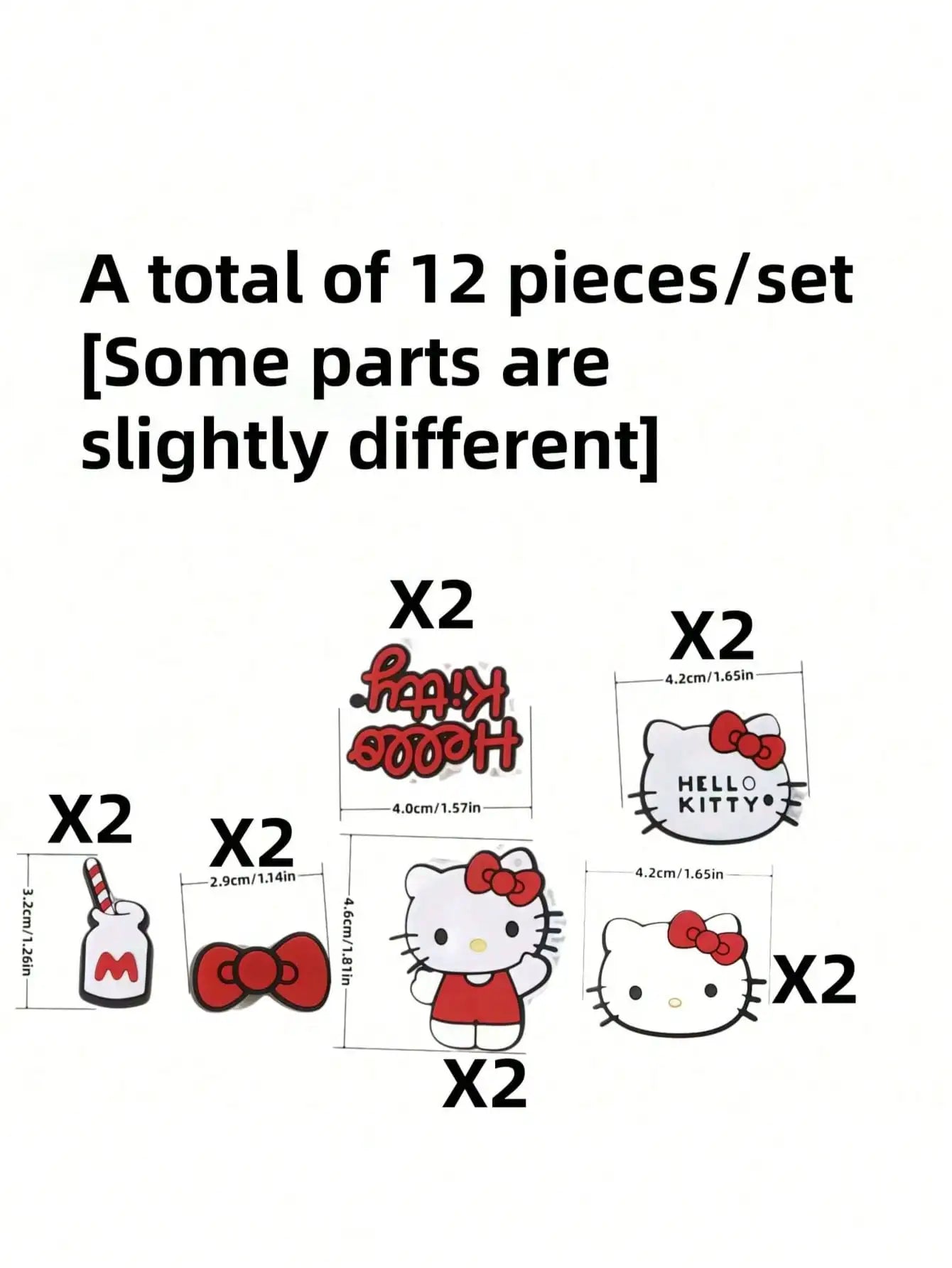 6 Hello Kitty Shoe Decor Cute Hole Shoes KT 3D Accessories Buckle Qme 12pcs
