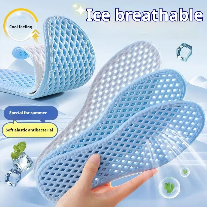 Mesh Breathable Insoles for Shoes Men Summer Cool Insole Feet Running Sports Shock Absorption Shoe Sole Memory foam Shoes Pads Qme