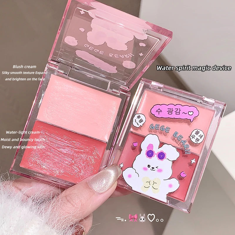 Gege Bear Watery Two-color Blush Palette Moisturizing Expandable Qme