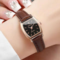 3 pçs/set moda feminina pulseira de couro relógios pequeno mostrador relógio de quartzo reloj mujer (sem caixa) Qme brown