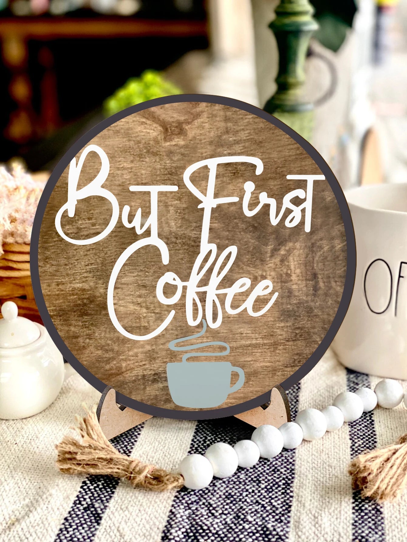 1pc Coffee Wooden Sign Desk Decor, Funny Coffee Cup Wood Block Plaque Sign Desk Decorations For Kitchen Office Cafe Coffee Bar Qme L