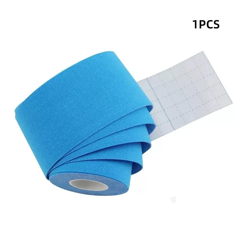 Sports Kinesio Tape Muscle Kinesiology Elastic Knee Pain Relief Strain Patch Athletic Recovery Stickers Fitness Bandages Qme Light Blue-1pcs