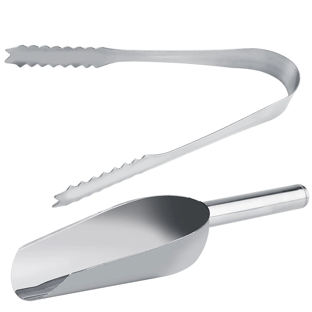 5PCS Stainless Steel Ice Scoop / Ice Tongs Set Food Serving Scoop Clip for Ice Cube Candy Flour Grain Buffet BBQ Bar Qme Tongs