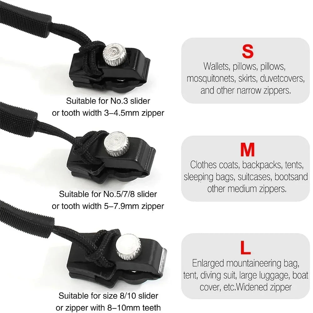 Universal Zipper Repair Kit Quick Instant Detachable Zipper Head Replacement Zipper Slider Pull for Jacket Bags Coat Free Sewing Qme