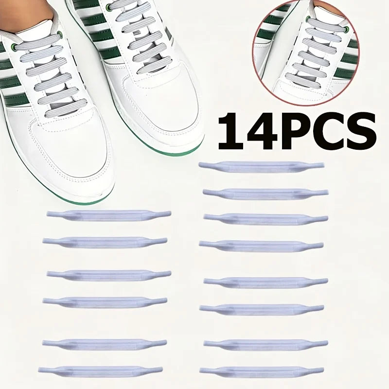 14 nylon knotless shoelaces with elastic shoelaces for children, adults, creative lazy people, no need to tie shoelaces Qme