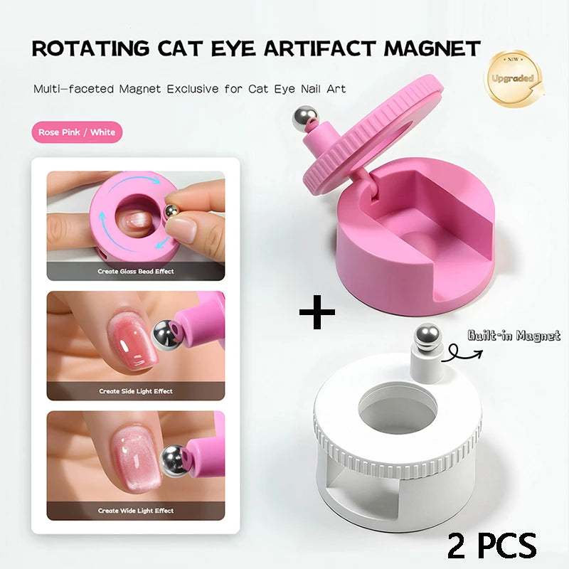 Rotating Cat Eye Nail Magnet Magnetic Sphere Multi-faceted Strong Qme 2 PCS