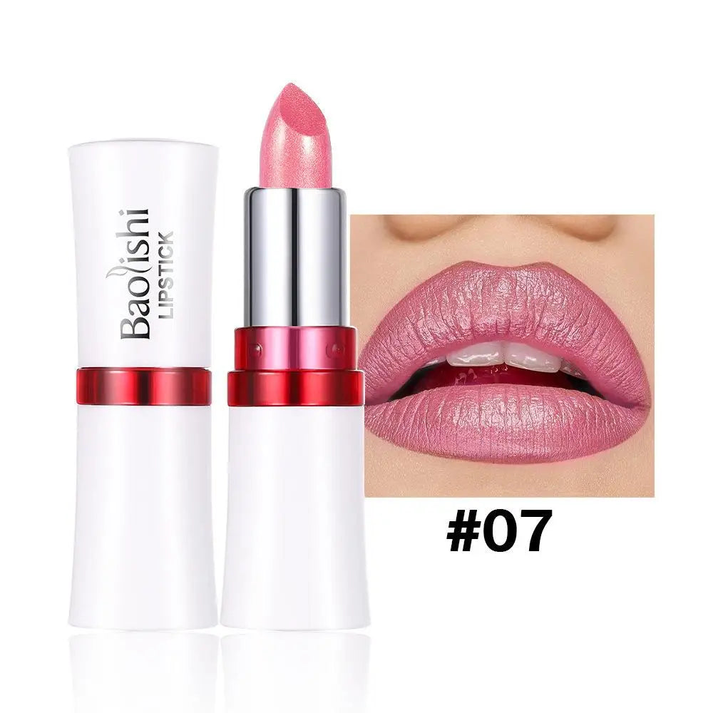 Shiny Pearlescent Lip Makeup Waterproof Last Flash Lipstick Qme 07