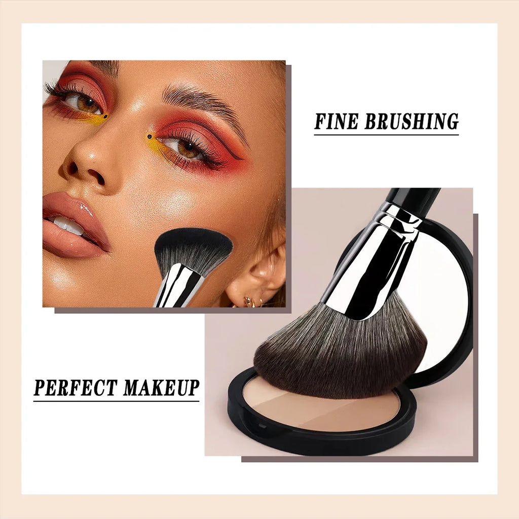 New sickle trimming brush, face side oblique angle shadow brush, face outline silhouette, one-pack fan makeup brush Qme