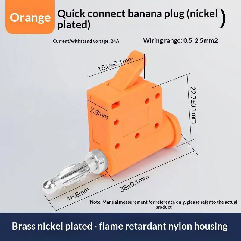 1 24A Current Quick Wire Connector Solderless Banana Plug Audio Qme Orange 1PCS