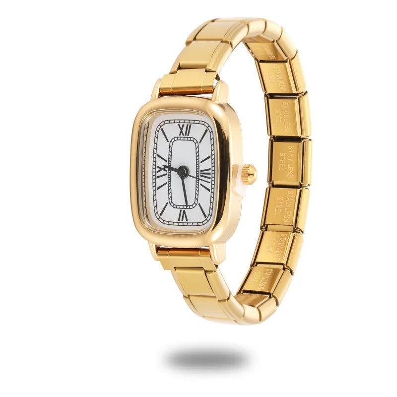 Y2K Fashion Men Women's DIY 9mm Width Italian Elastic Charm Stainless Square Colored Dial Seires Watch Bracelet Bangle For Gift Qme Style 6