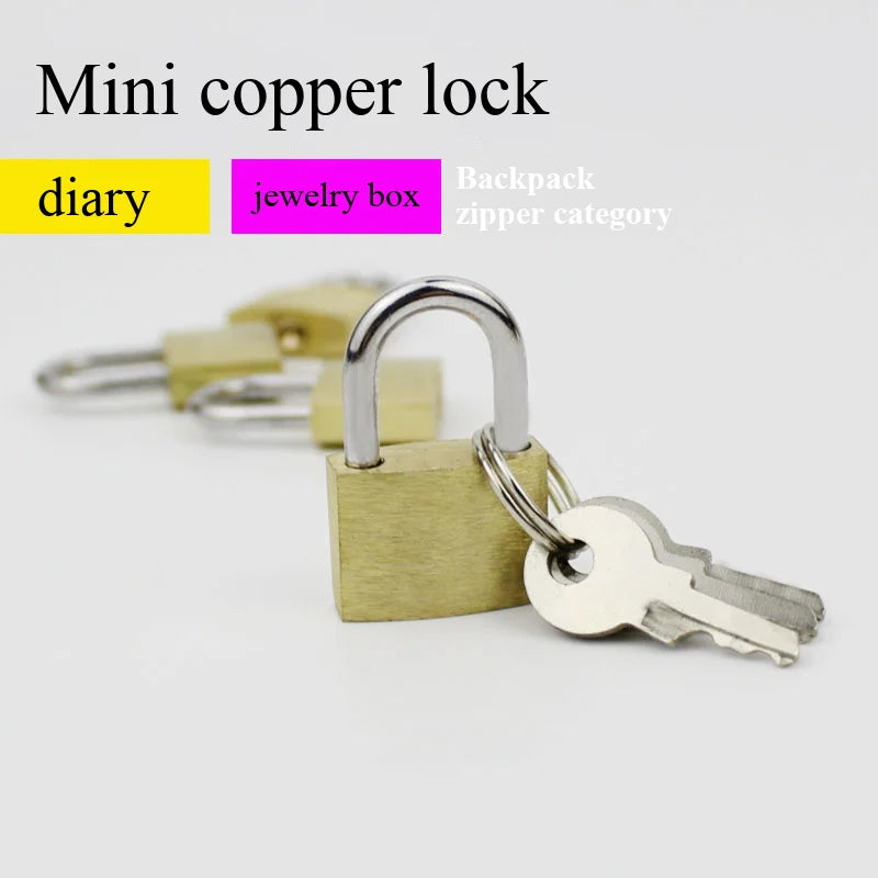 Mini Solid Brass Padlock Anti Rust Waterproof Small Lock with Keys for Drawer Luggage Suitcase Cabinet Gym Locker Toolbox Qme