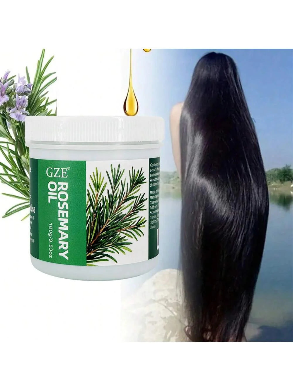 GZE 100% Pure Organic Rosemary Oil Long Lasting Lightweight Hair Essential Oil Moisturizing For Hair Strengthens And Scalp Qme