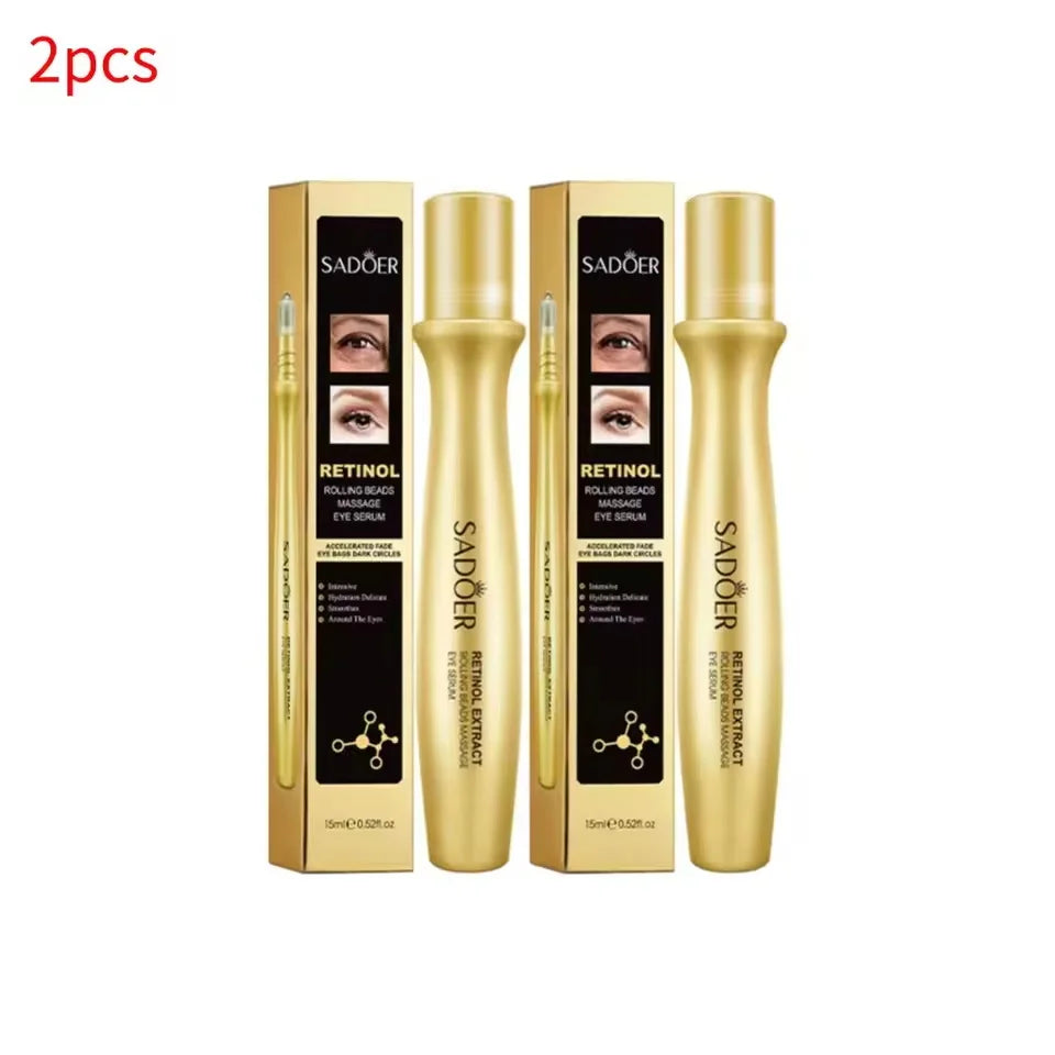 Instant Eye Bag Removal Rolling Beads Massage Serum Retinol Anti-Wrinkle Firm Skin Anti Dark Circle Puffiness Brighten Eye Care Qme 2pc