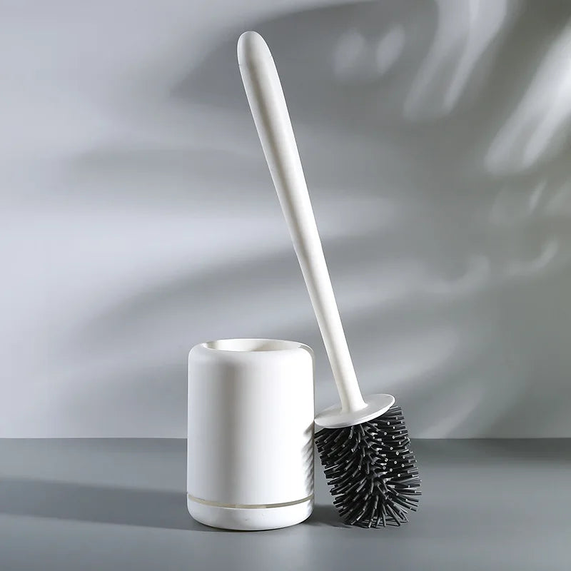 Silicone Toilet Brush, Soft Bristle Bathroom Cleaning Brush, Wall Mounted Quick Drying No Water Accumulation Toilet Cleaner Qme Silicone White