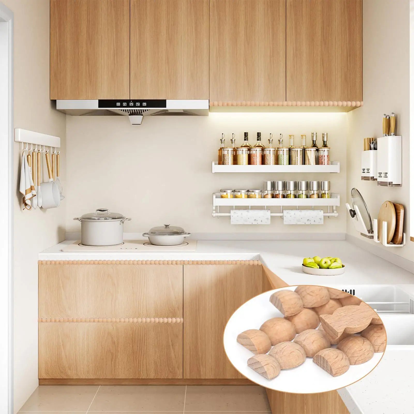 Wood Trim Molding Half Beads Strip Unfinished Wooden Window Door Qme