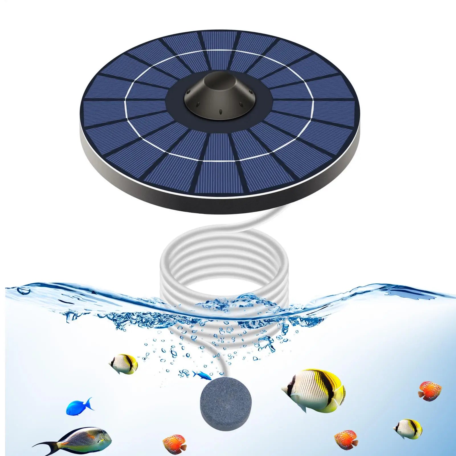 Solar Pond Aerator 2.5W Portable Air Pump with 1.5M Air Hose Floating Pond Aerator Kit for Outdoor Aquariums Fish Tank Backyard Qme