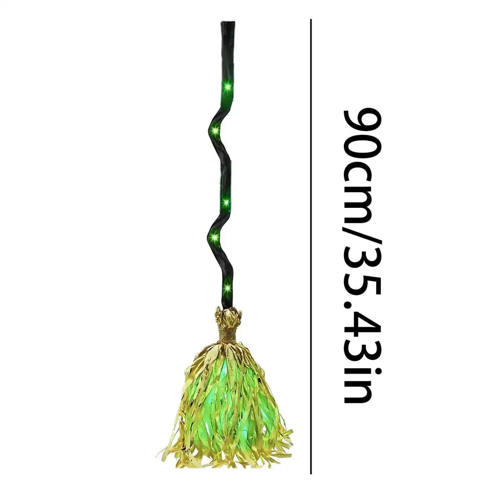 Halloween Broom Decoration Realistic Horror Laughter Sound Lighted Qme Green China Mainland