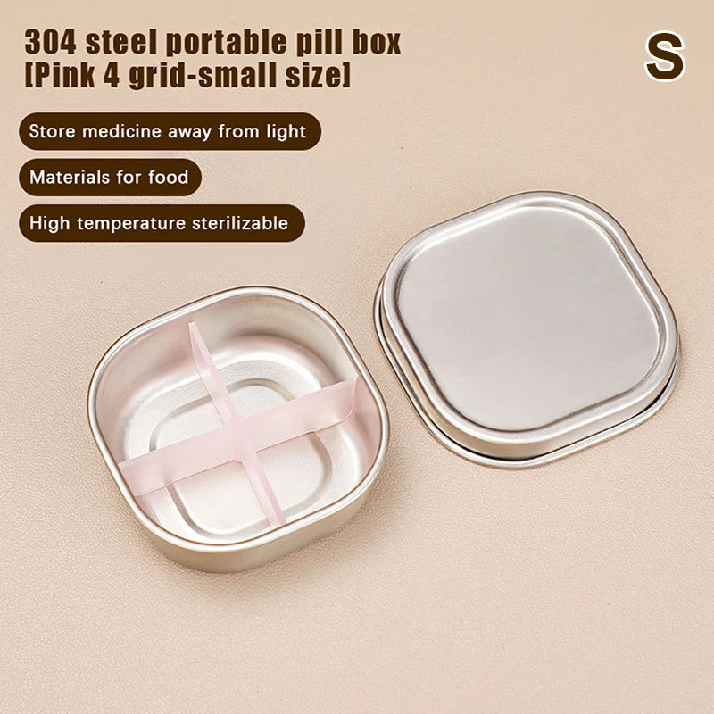 4 6-Grid Pill Organizer Sealed Travel Medicine Box Tablet Storage Qme 4Grids Pink