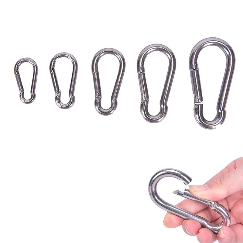 304 Stainless Steel Spring Carabiner Snap Hook Keychain Quick Link Qme
