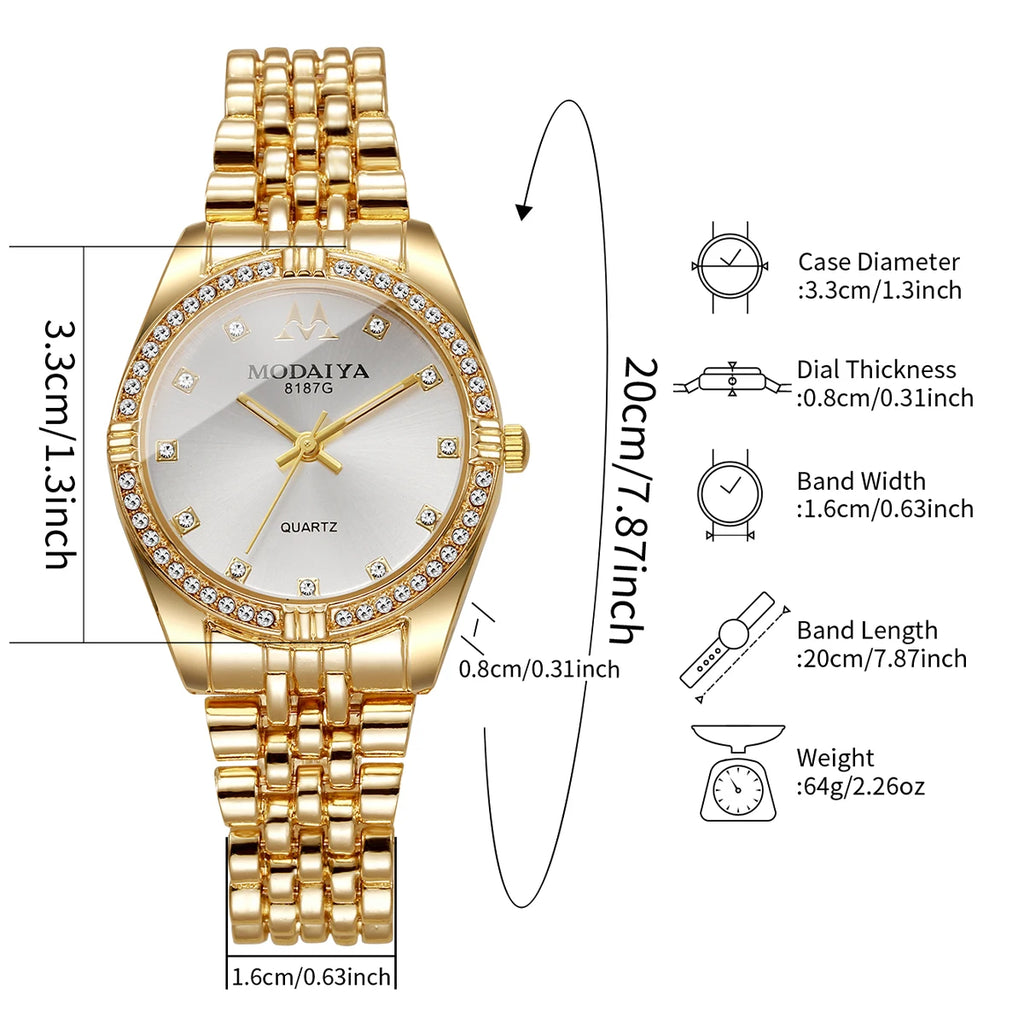 Classic Women's Quartz Watch Collection, 6 Styles with Crystal Bezel, Fashion Accessory Set Qme