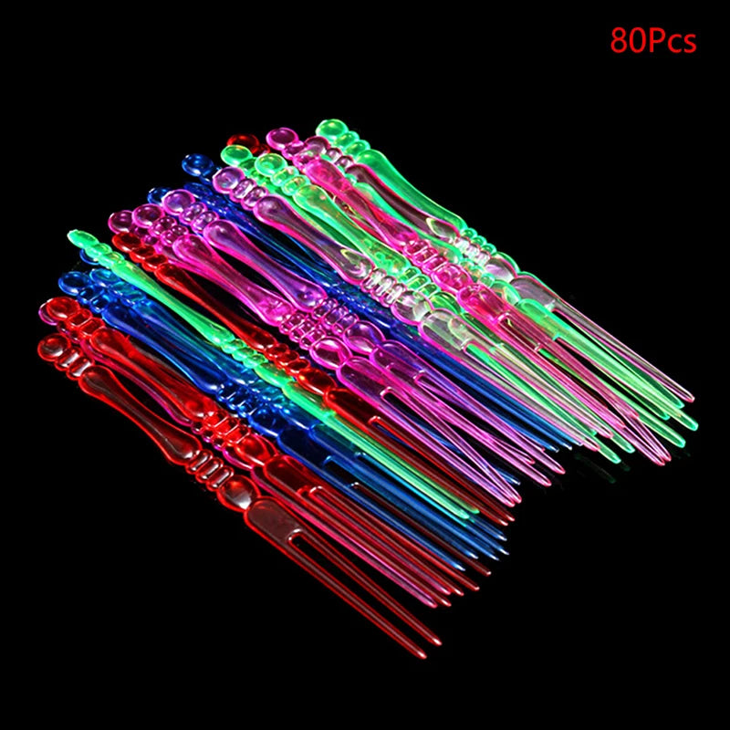Mini Transparent Disposable Forks Party BBQ Sticks Picks Skewer Home Qme
