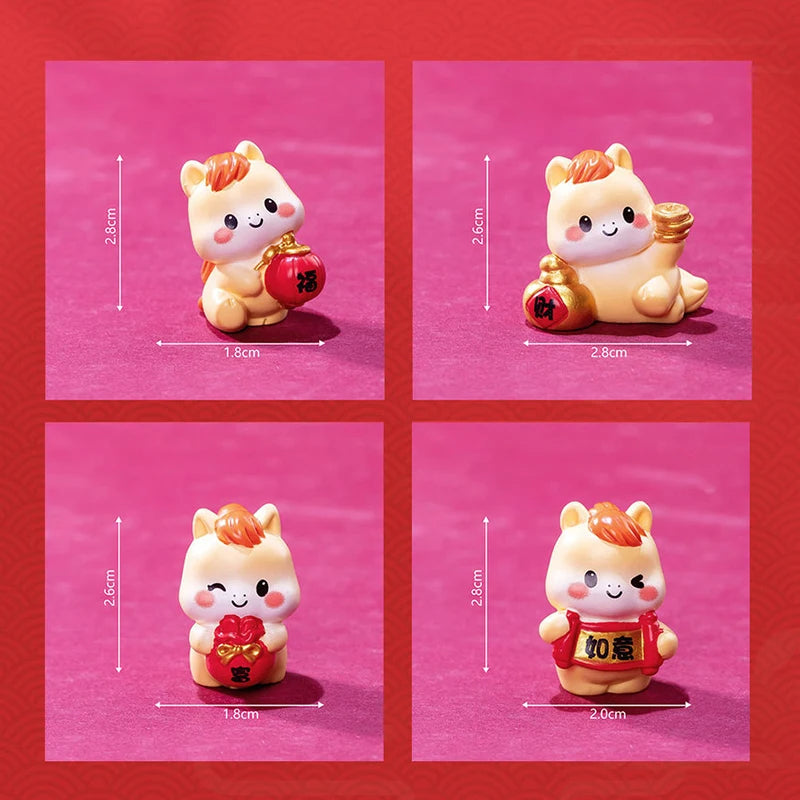 2026 Year Figurines Miniatures Cartoon Lucky Horse Micro Landscape Qme
