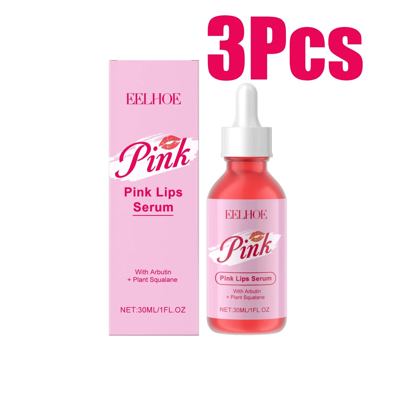 Pink Lip Serum Lip Plumping Essential Oil Lightening Dark Lip Remove Dead Skin Lip Lines Brighten Moisturizer Lip Balm Essence Qme 90ml Boxed
