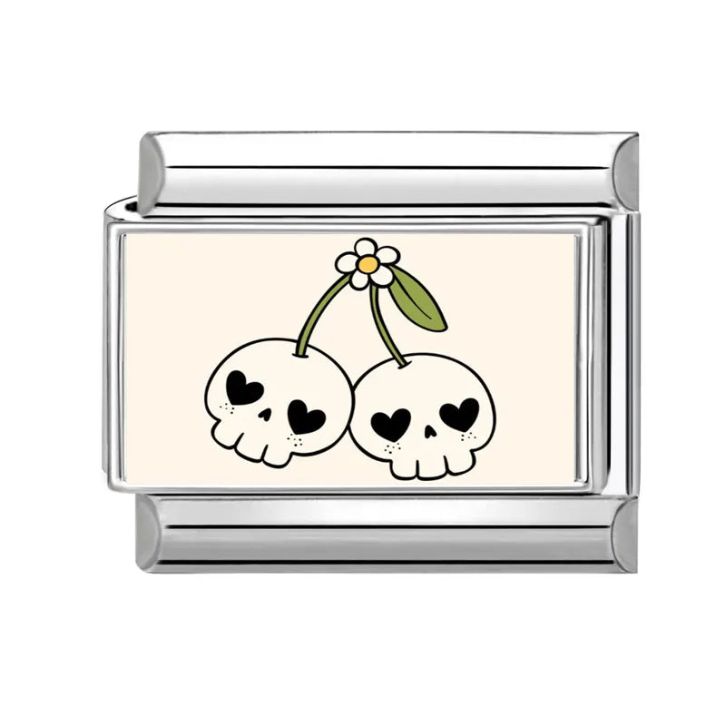 New 2025 Halloween Skull Hands Pumpkin Cats Ghost Italian Charms Links Beads Fit 9mm Stainless Steel Modular Bracelet Jewelry Qme Style 3