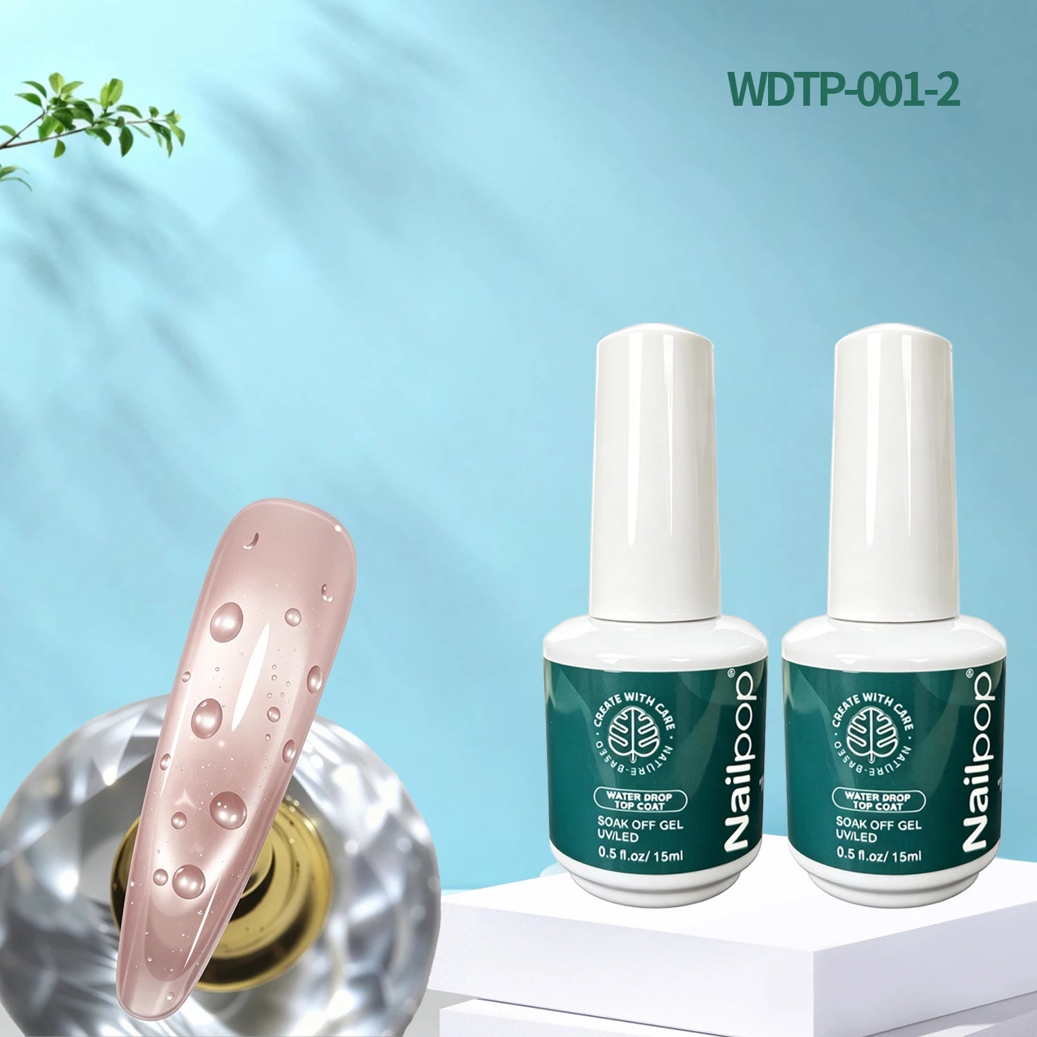 Nailpop HEMA TPO 3D Water Droplet Coat No Wipe Gel 5s Quick Forming Qme WDTP-001-2