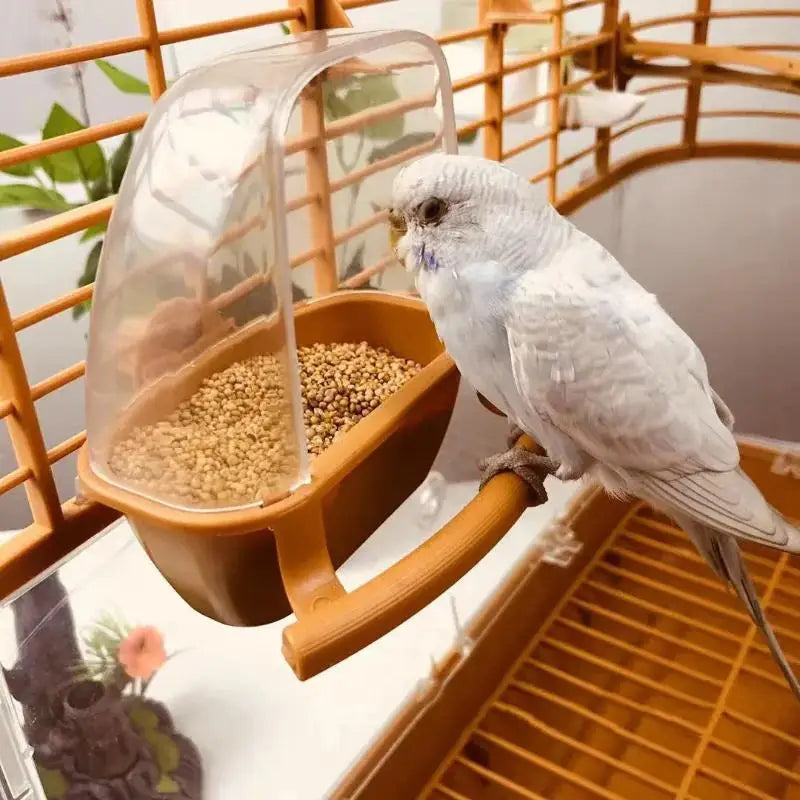 Clear Hanging Bird Cage Feeder Bowl Stand Plastic Food Water Qme