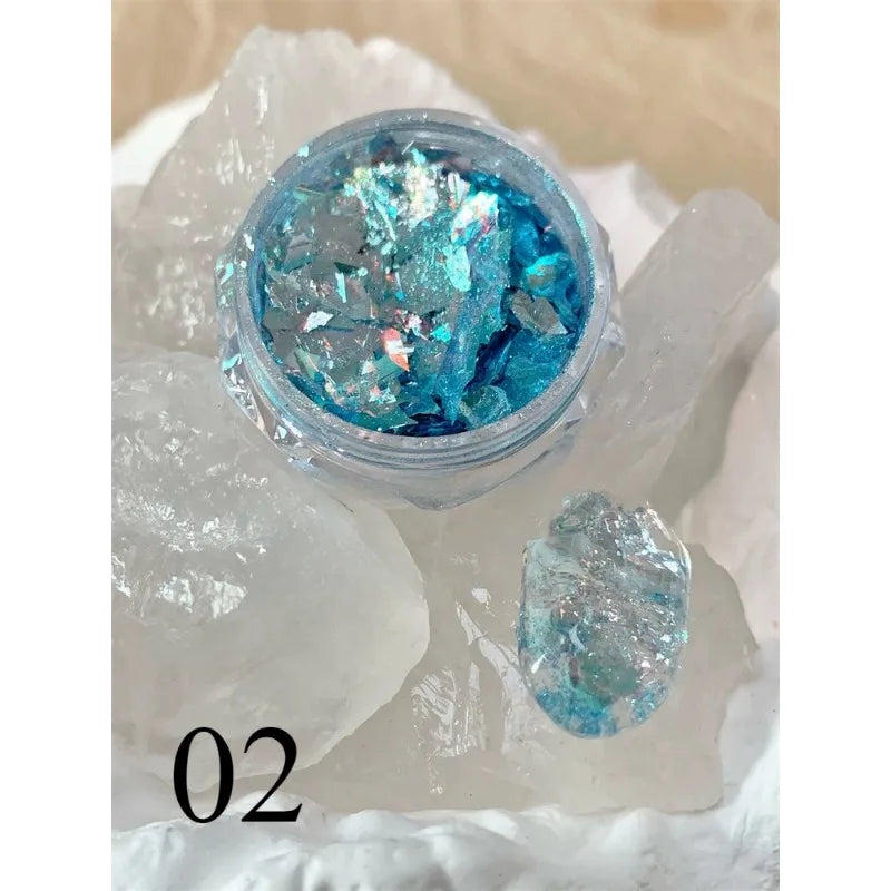 Nail Glitter Powder Manicure Feather Opal Aurora Iridescent Sparkling Qme 02