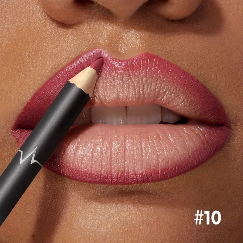 Waterproof Matte Lipliner Pencil Red Contour Tint Lipstick Long Qme 10