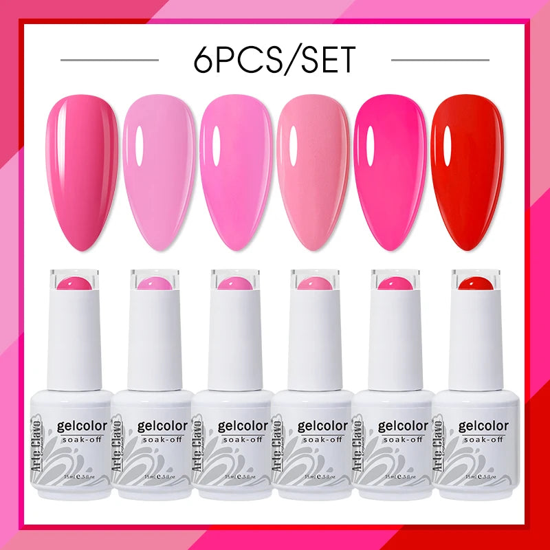 Arte Clavo 4 6 8 Gel Nail Polish Art Soak Off UV Colorful Semi