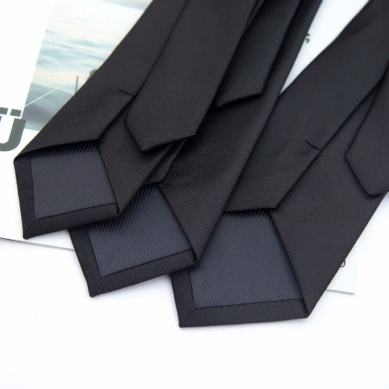 Black Neck Ties Men Women Casual Suits Solid Tie Gravatas Skinny Mens Qme