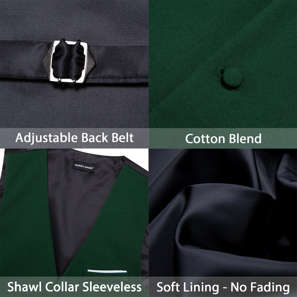 Men's Formal GreenVest and BowTie Set – Classic V-Neck Waistcoat with Matching Tie Ideal for Banquets Celebrations Qme
