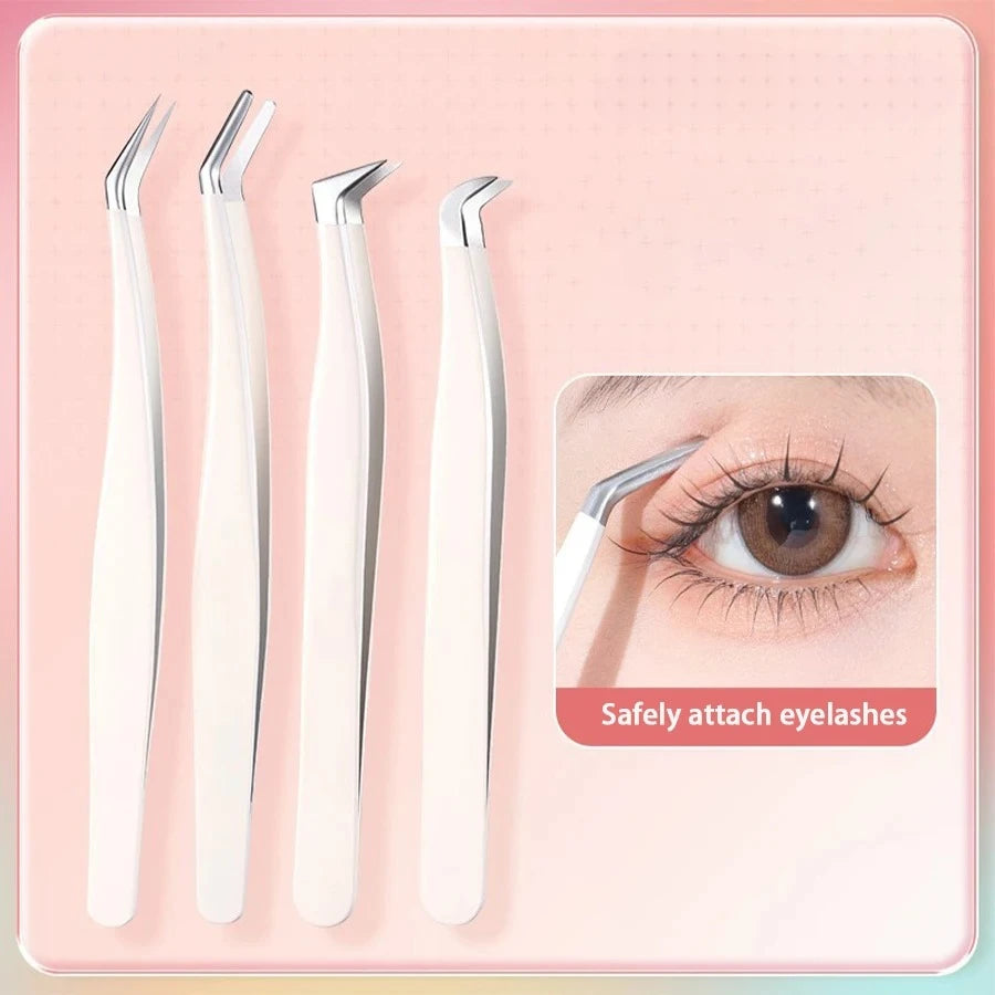 Multifunctional Tweezers Stainless Steel Eyelash Grafting False Qme