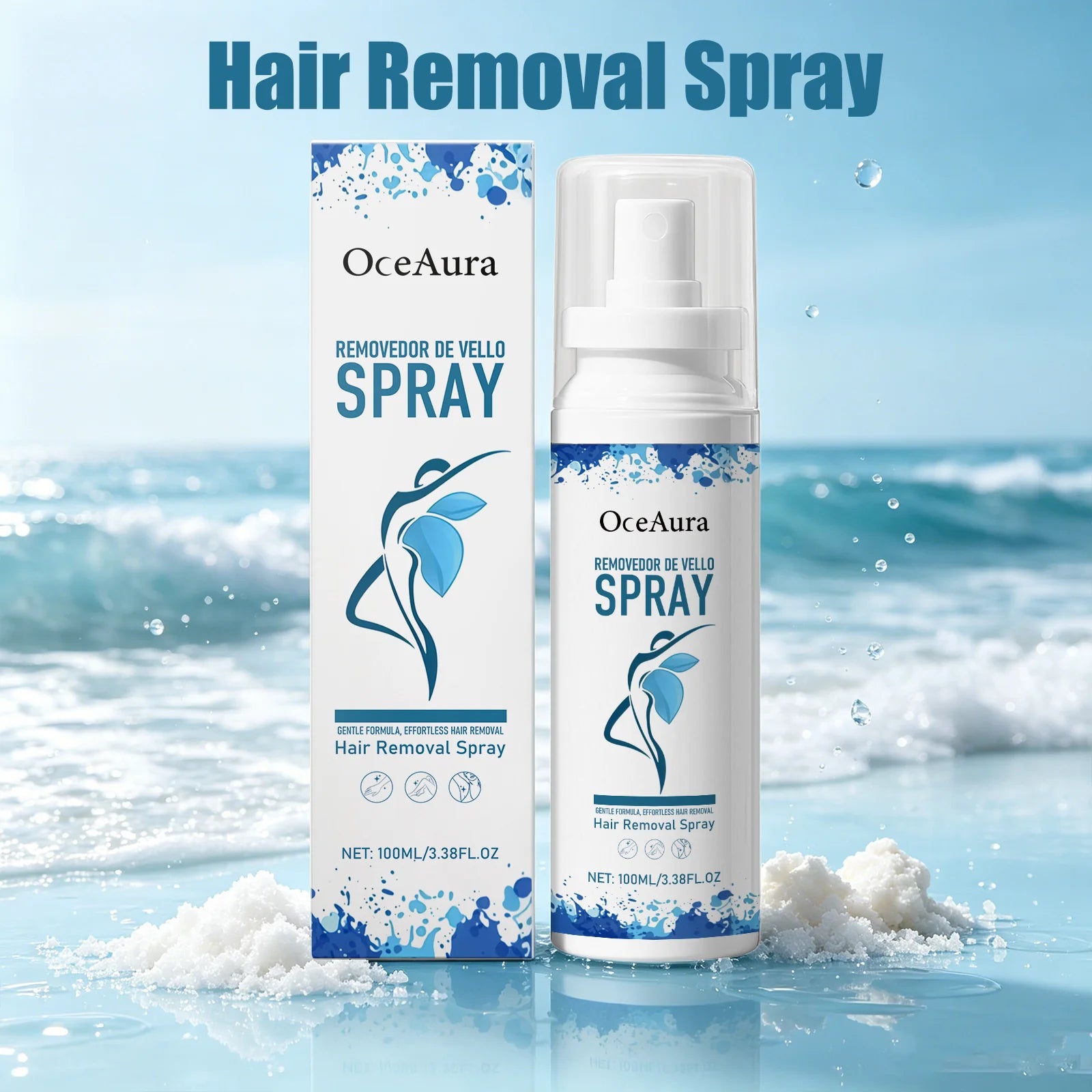 Oceaura Hair Removal Spray Painless Hair Depilatory Non-irritating Smoothing Skin Protecting Moisturizing Hair Growth Inhibitor Qme