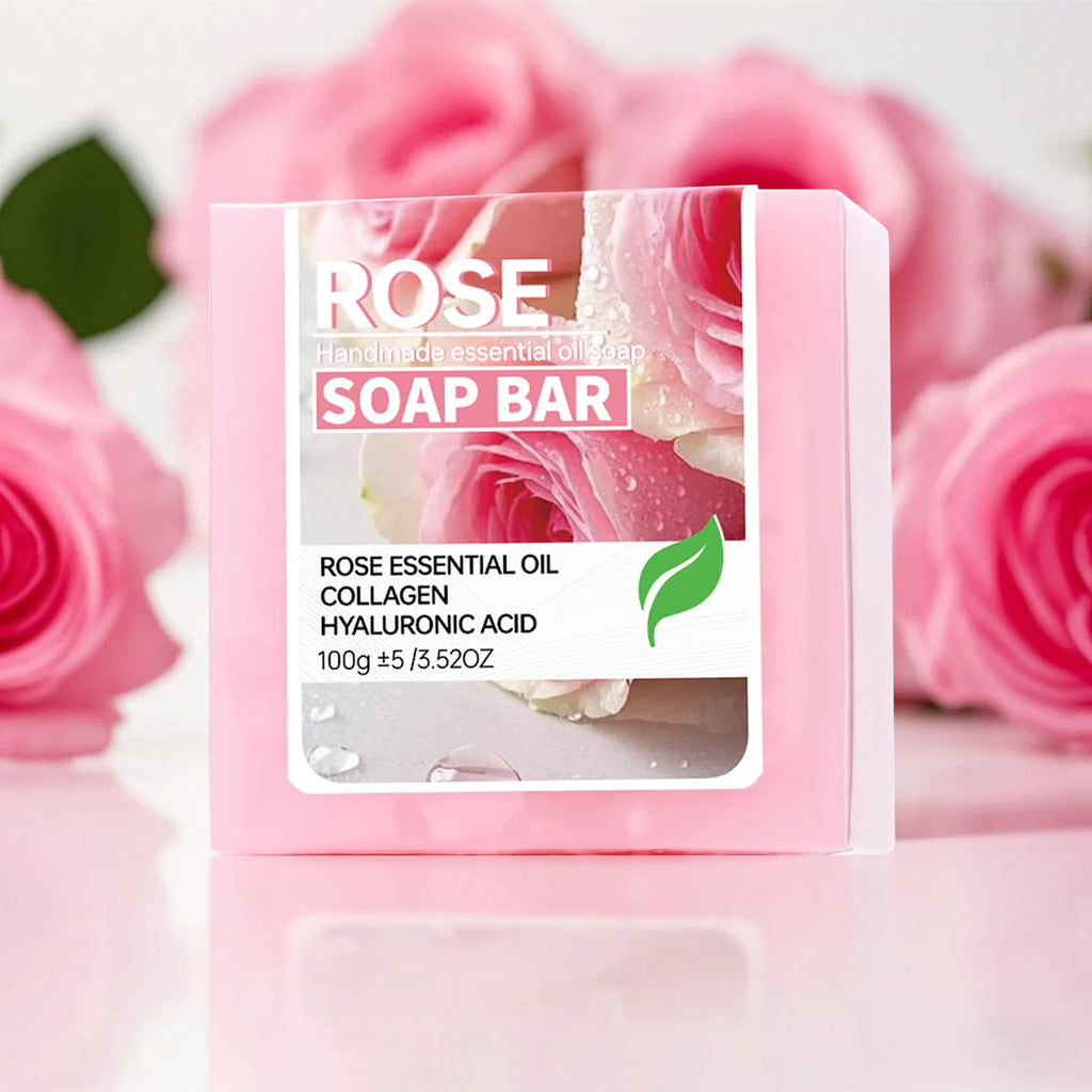 Rose Essential Oil Soap Pink Women's Intimate Facial Cleansing Qme