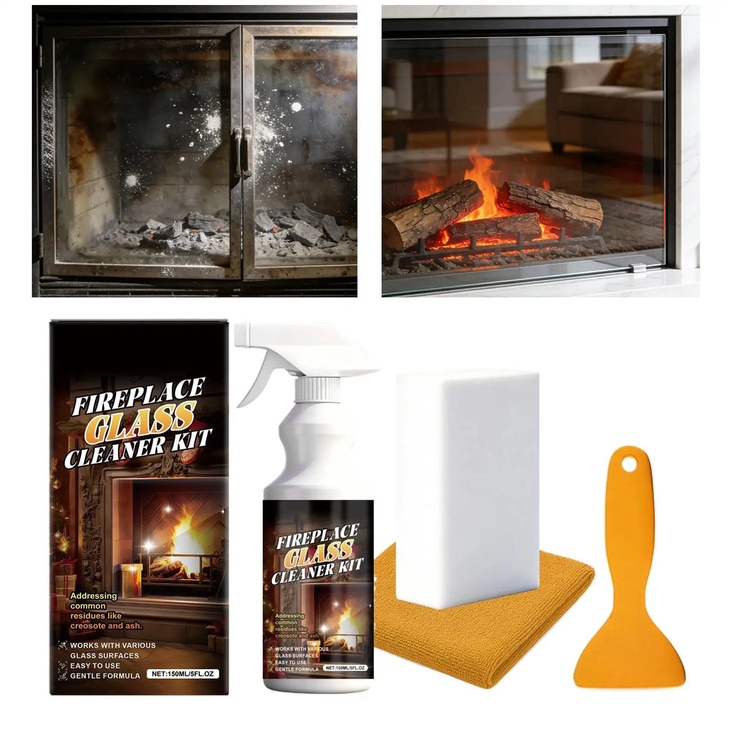 Fireplace Glass Cleaner Heavy-Duty Cleaning Agent 150ml Fireplace Glass Hearth Cleaner for Steel Grates Screen Brick Tile Marble Qme