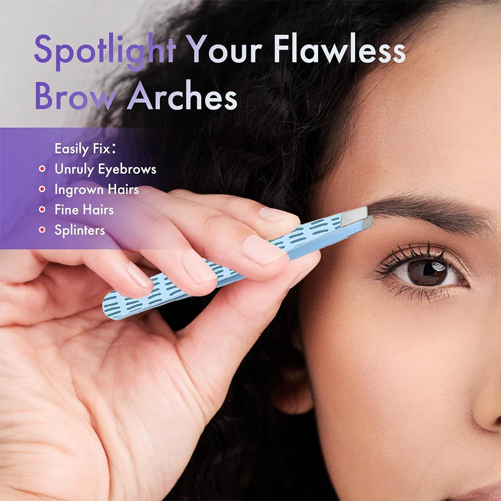 Colorful Eyebrow Tweezers Professional Stainless Steel Men Women Qme