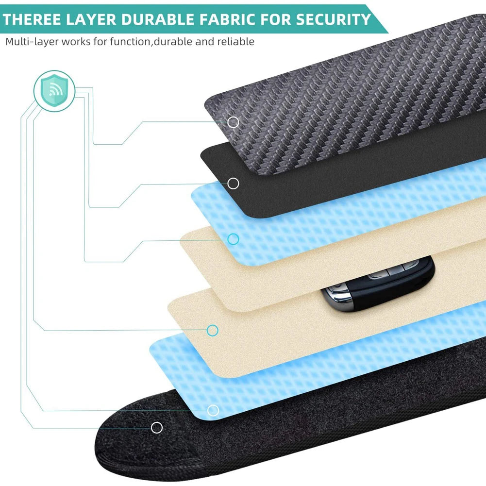 2Pcs Car Key Signal Blocker Case Carbon Fiber Faraday Cage Protector Double-Layer Car RFID Signal Blocker Key Bag for Auto Parts Qme