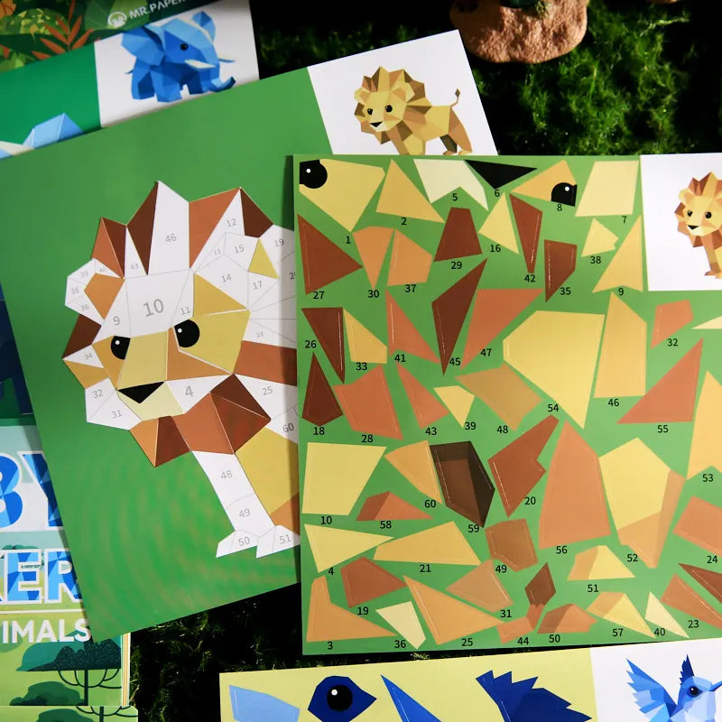 4 Styles Cute Animal Puzzle Sticker Books, Educational Toys for Kids Ages 3+, Fun Learning Activities for Toddlers and Children Qme
