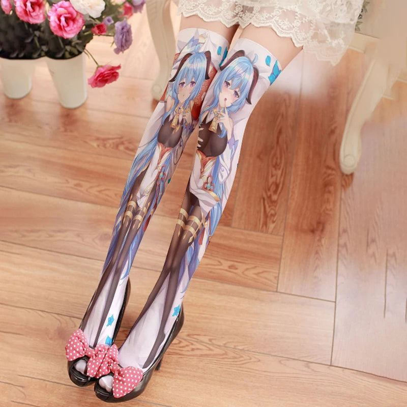 Interesting Japanese Design Women's Stockings Genshin Series Thigh Qme