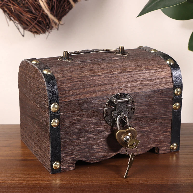 Saving Box Case Lock Home Retro Decoration Treasure Chest Vintage Qme A1