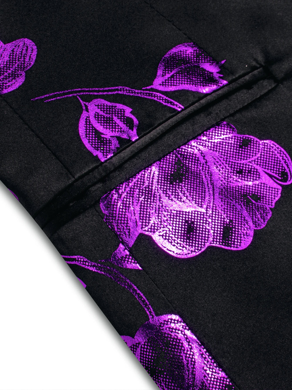 Vintage Men's Black Purple Floral Print Shawl Lapel Blazer Jacquard Tuxedo Jacket Formal Suit Coat for Wedding Prom Groom Qme