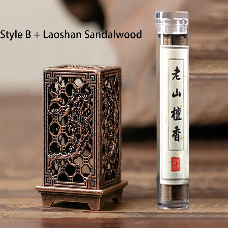 Vertical Incense Burner Alloy Hollow Incense Holder Xiangyun Stickless Powder Lasting Fragrance Incense Accessories Home Ornamen Qme Set B
