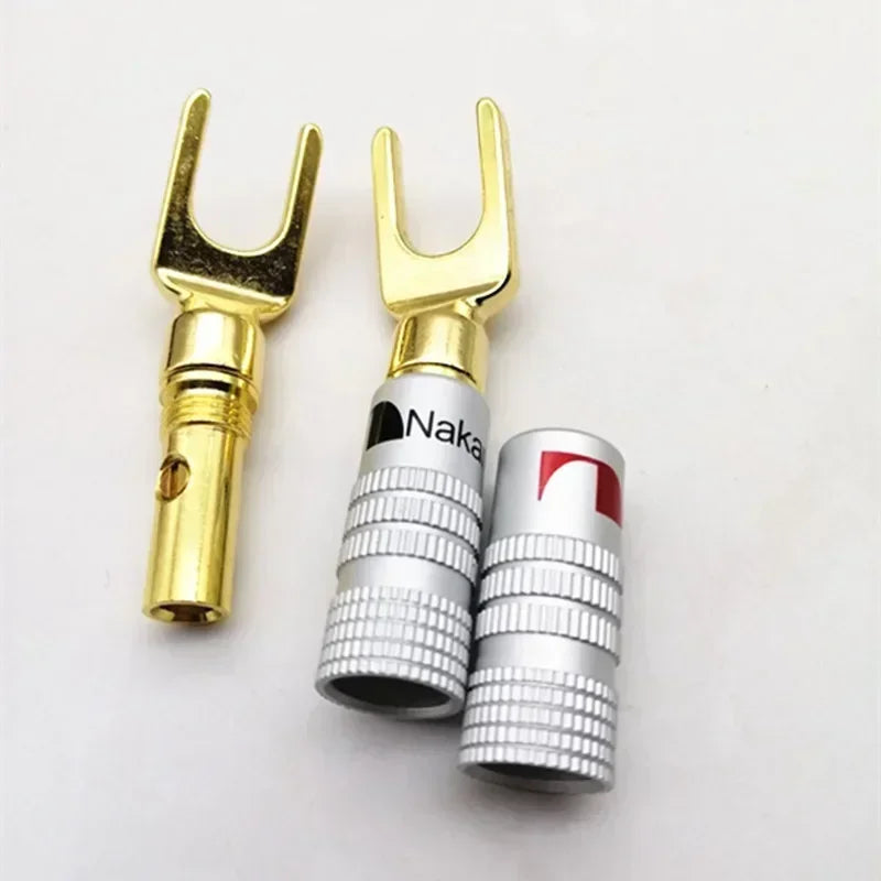 5pcs Speaker Cable Connector Transmission Middle Fine Copper Gold - Plated Horn Wire Banana Head, Banana Plug Y - Plug/U - Plug Qme