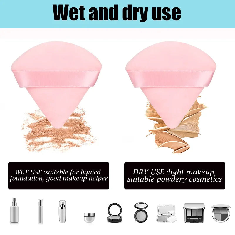Cotton Powder Puff Riangle Both Dry Wet Makeup Setting Concealer Qme