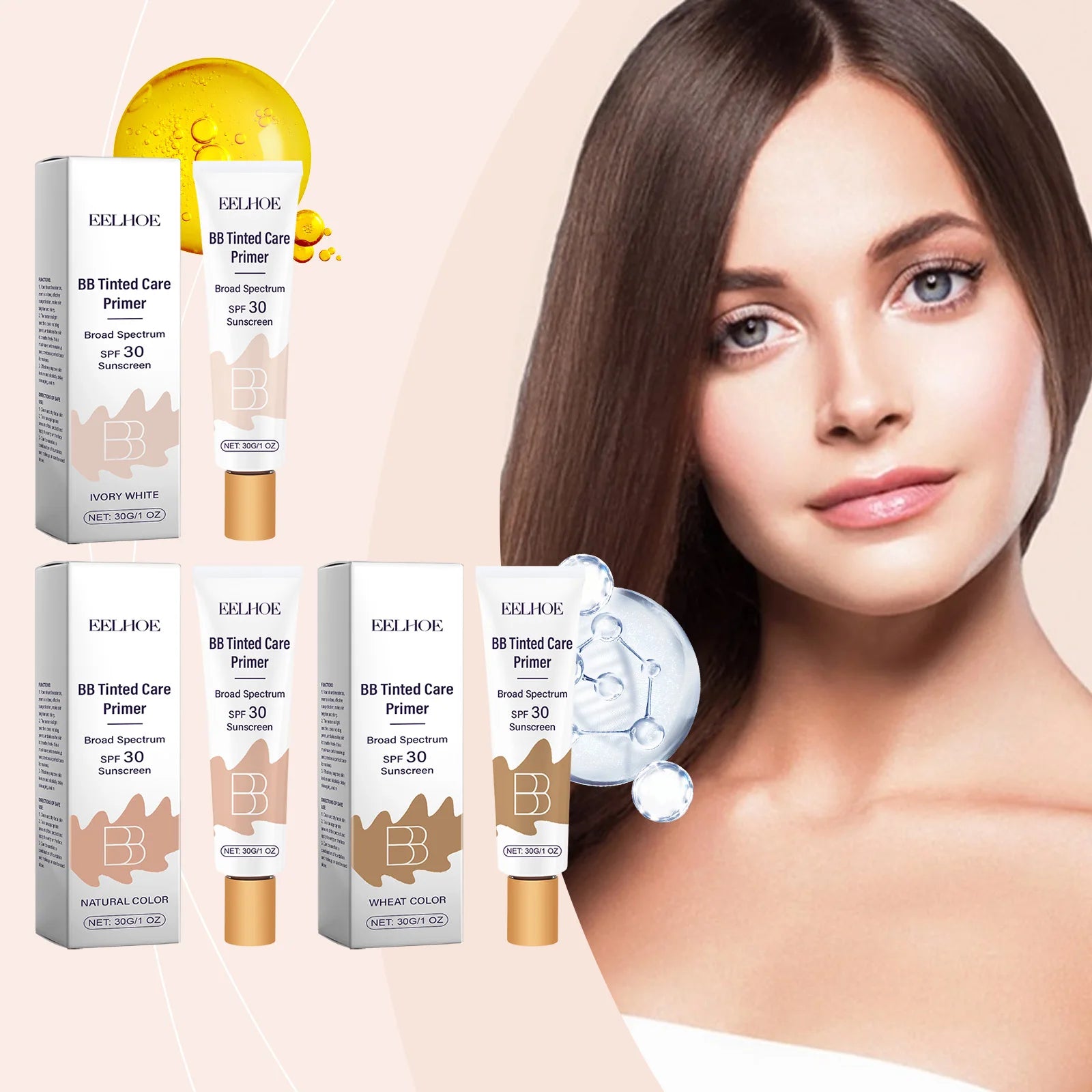 Protective BB Cream - Coverage for Facial Blemishes, Moisturizing, Daily Protection Tinted Moisturizer Light Qme