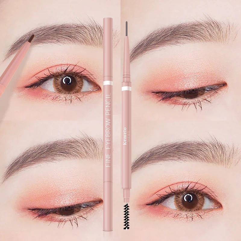 1.5mm Ultra Fine Double-Ended Eyebrow Pencil Automatic Rotating Natural Waterproof Long Lasting Professional Eyebrow Pen Makeup Qme